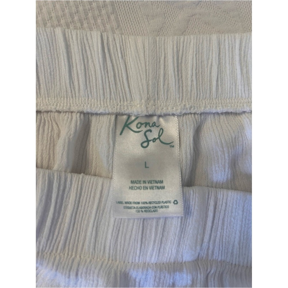 Kona Sol Swim White Tie-Front Split Leg Pull On Pants Size Large - Picture 7 of 7